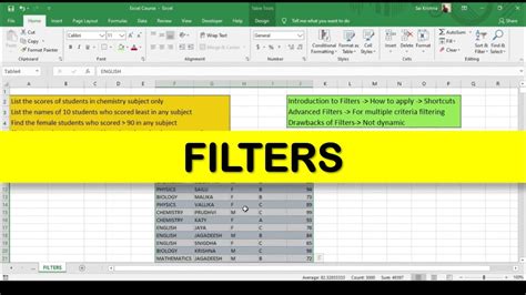 Basic And Advanced Filters In Microsoft Excel Youtube
