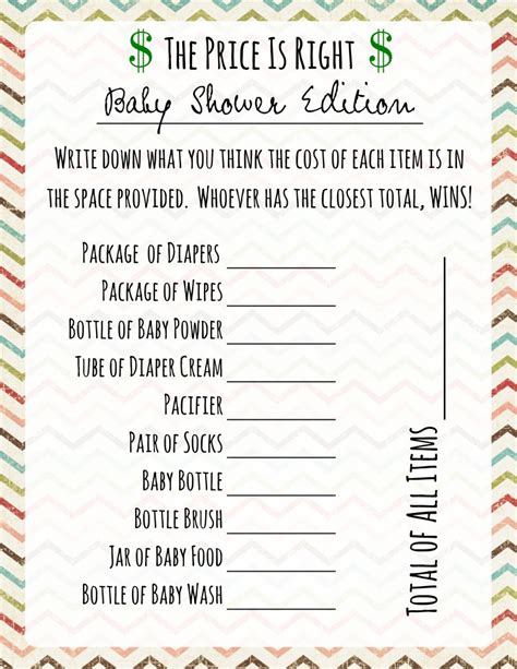Baby Shower Games Price Is Right