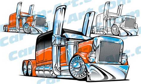 Peterbilt Truck Cartoon Vector Art — Car Clip