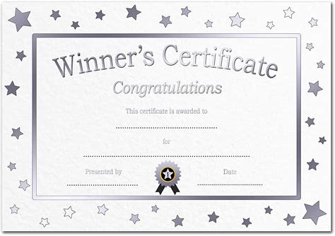 Winner Certificate Pack Of 25 Competition Quiz Game Contest Blank