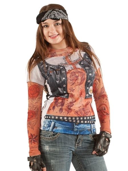 Welcome to h&m, your shopping destination for fashion online. Women's Biker Chick Faux Real Shirt with Mesh Tattoo Sleeves (Large) Pk 1 | eBay