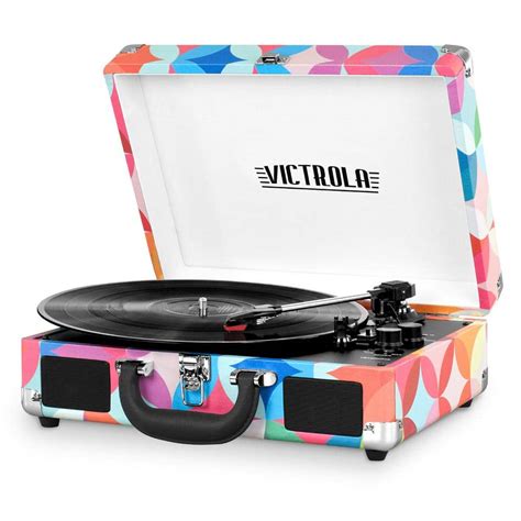 Victrola Bluetooth Suitcase Record Player With Speed Turntable VSC BT P The Home Depot