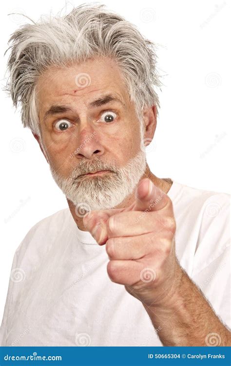 Crazy Old Man Pointing Finger Second Revision Stock Photo Image Of
