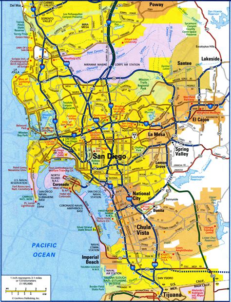 San Diego City Map Free Printable Detailed Map Of San Diego City