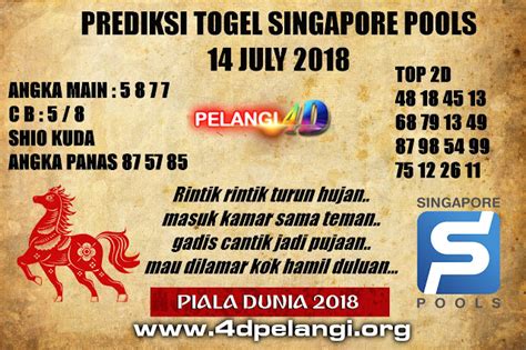 Prediksi Togel Singapore Pools 14 July 2018 Pelangitoto Prediksi Togel Bola Terjitu