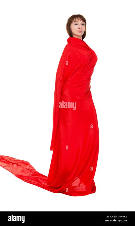 Beautiful Woman In Red Long Dress Stock Photo Alamy