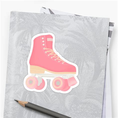 Aesthetic Pink Roller Skates Sticker By Meeowtine Redbubble