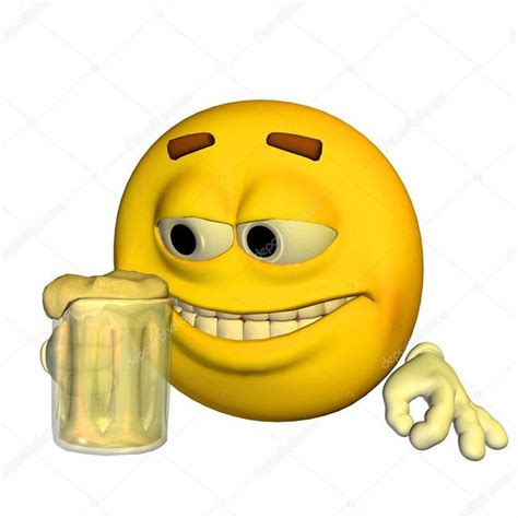 Illustration Of An Emoticon Drinking Beer Isolated On A White