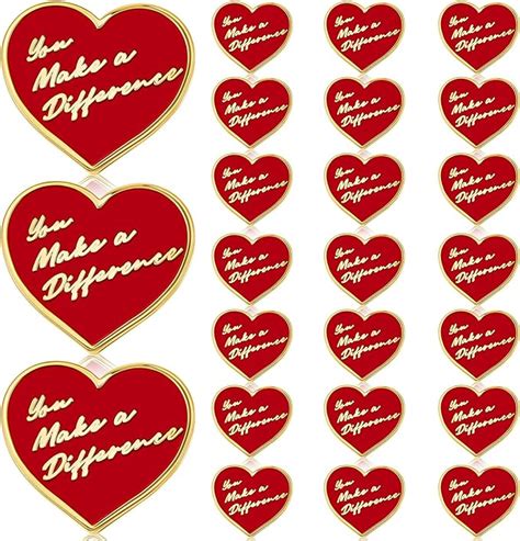 You Make A Difference Button Pins Heart Shape Motivational Lapel Pins