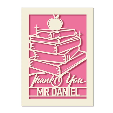 personalised thank you card laser paper cut thank you teacher etsy uk