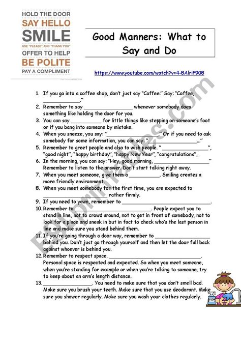 Printable Worksheets Good Manners Worksheets