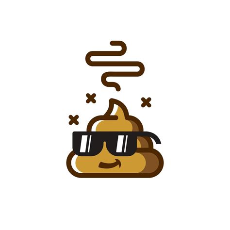 Poop Vector Icon Illustration Design Logo Poop Wearing Black Glasses