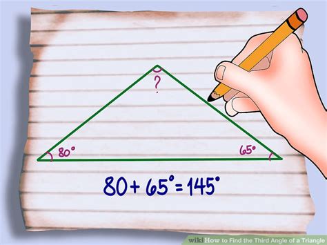 For people who are having problems with certain parts of geometry, this video will offer you advice on how to find a missing angle on the outside of a triangle when you are provided with the measurements of the other two angles in the triangle. 3 Ways to Find the Third Angle of a Triangle - wikiHow