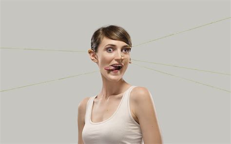 Humor Face Tongues Ears Simple Background Nose Short Hair Model Women