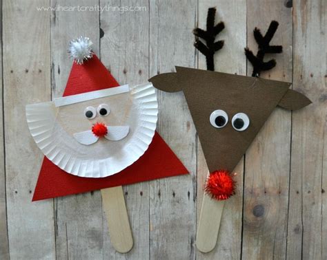 Santa And Reindeer Stick Puppets Preschool Christmas Crafts Xmas