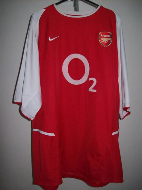 Arsenal Home Football Shirt 2002 2004 Sponsored By O2