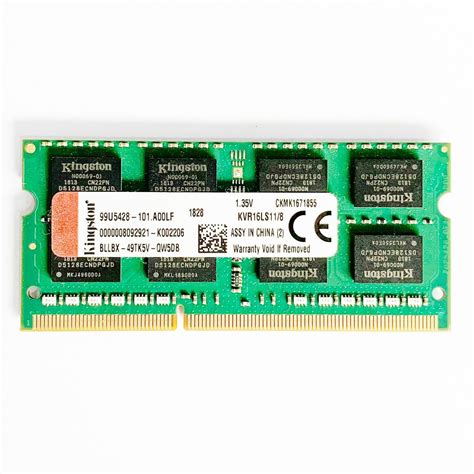 Memória Ram Valueram Color Verde 8gb 1 Kingston Kvr16ls11 8