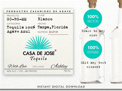 Casamigos Tequila Label For Customization Printable And Editable
