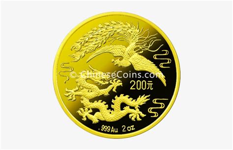 China 1990 2oz Gold Dragon Phoenix Coin Rev Dragon Phoenix Gold Coin