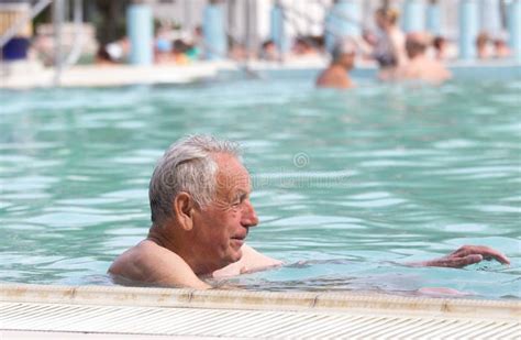 Senior Man In Swimming Pool Stock Image Image Of Enjoyment Relaxing