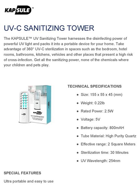 kapsule uv c sanitizing tower manual pdf download manualslib
