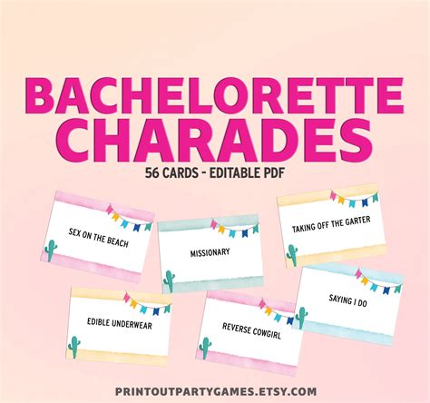 Bachelorette Party Charadespictionary Funny Hen Party Games Etsy