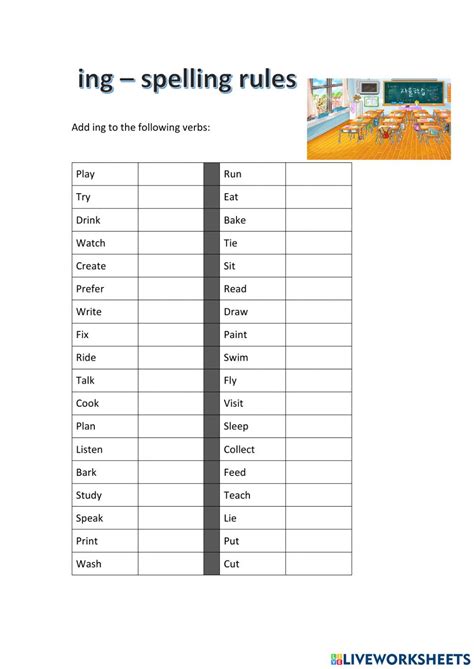 Ing Spelling Rules Worksheet Quizalize