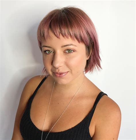 Choppy Rose Gold Bob with Choppy Baby Bangs - The Latest ...