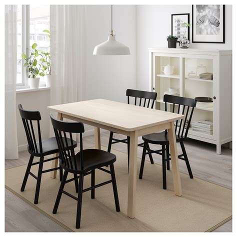 NORRARYD/NORRÅKER meja dan 4 kursi, putih kayu birch/hitam ...