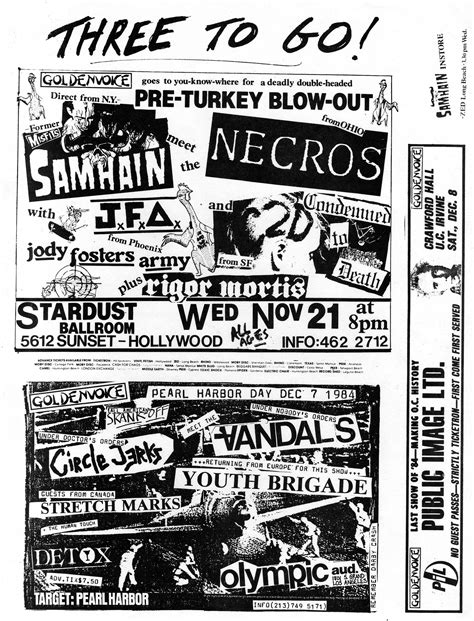 Old Punk Rock Flyer 1984 Southern California Rock Posters Gig Posters Band Posters