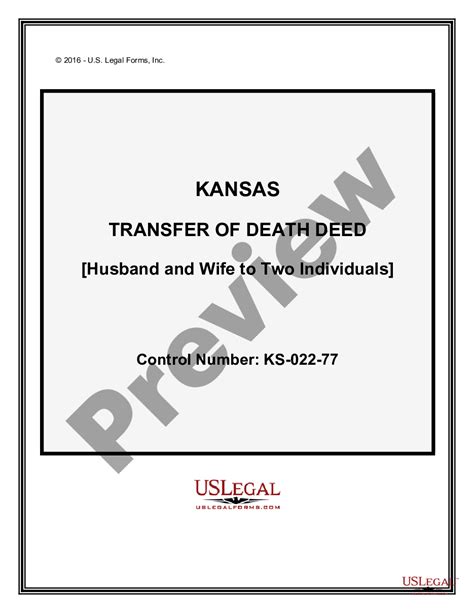 Kansas Transfer On Death Deed Or Tod Transfer Death Deed Us Legal Forms