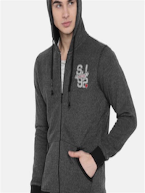 Buy Spykar Men Grey Melange Solid Hooded Sweatshirt Sweatshirts For