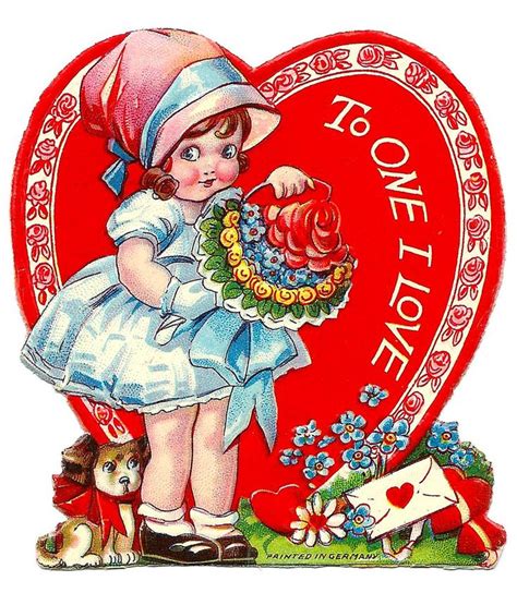 Vintage Valentine Greeting To One I Love Printed In Germany Vintage Valentines Vintage