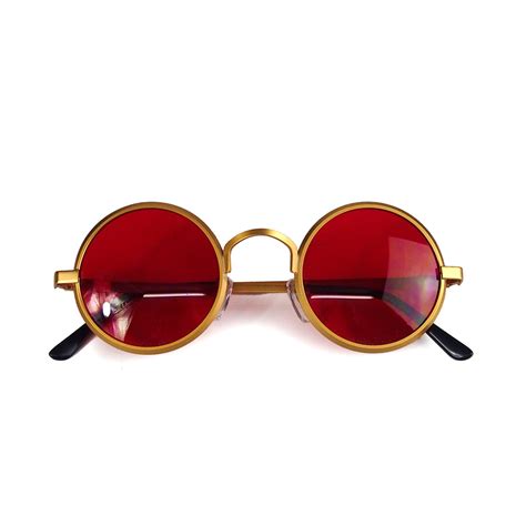 gold frame red lens sunglasses vlr eng br