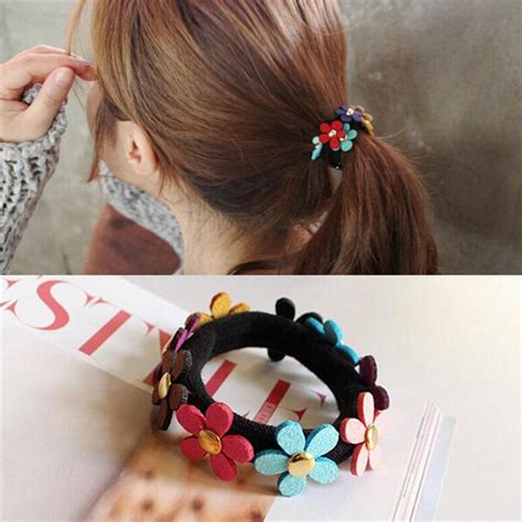New Arrival Beautiful Girls Colorful Flower Ponytail Holder Rope