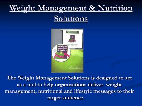 Ppt Weight Management And Nutrition Solutions Powerpoint Presentation