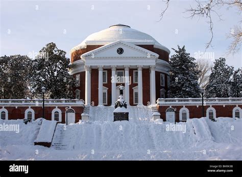 Snowfall In Winter At The University Of Virginia In Charlottesville