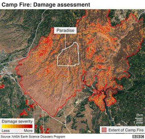 Space Images Updated Aria Map Of Ca Camp Fire Damage Map Of