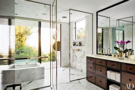 Best In Marble Architectural Digests 22 Baths Swathed In Graphic Mar