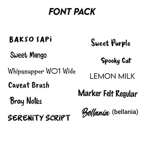 Font Pack Jenis Huruf Tulisan Gaya Huruf Font Huruf