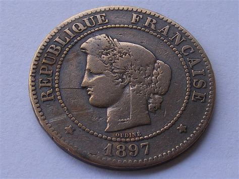 The Old French Currency 5 Centimes 1897 Coin Collection Etsy