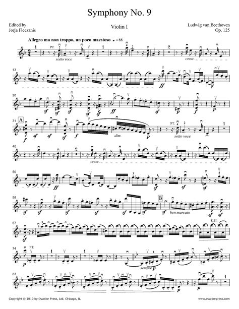 Beethoven Choral Symphony No 9 Violin I Part By Jorja Fleezanis
