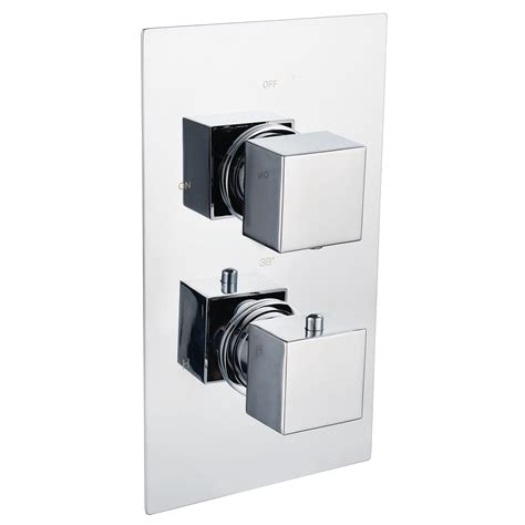 Ebony Square Twin Thermostatic Shower Valve Outlet Thermostatic