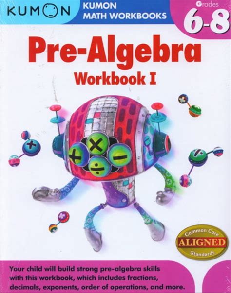 Kumon Math Workbooks Pre Algebra Workbook 1 Grade 6 8 English Version