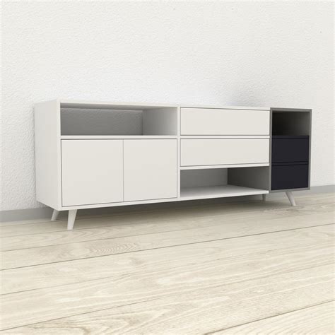 Meuble TV - Blanc, design, meuble hifi, multimedia, avec porte Blanc et ...