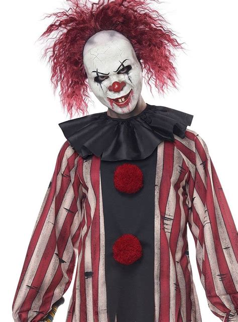 Striped Nightmare Clown Dress Up Halloween Clown Costume For Men