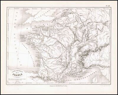 1865 MAPPA ANTICA FRANCIA Mappa Fisica Mappa DEDG 38 EUR 12 17