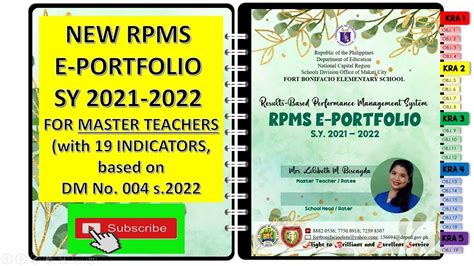 Rpms Portfolio Sy 2021 2022 For Master Teachers With 19 Indicators