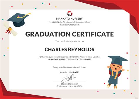 Free Nursery Graduation Certificate Template In Psd Ms Word Publisher