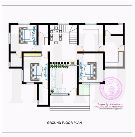 Contemporary House With Floor Plan By Bn Architects Kerala Home